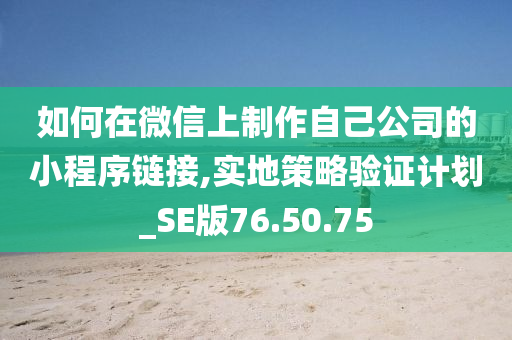 如何在微信上制作自己公司的小程序链接,实地策略验证计划_SE版76.50.75