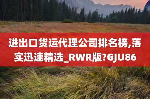 进出口货运代理公司排名榜,落实迅速精选_RWR版?GJU86