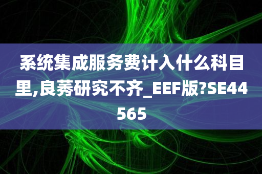 系统集成服务费计入什么科目里,良莠研究不齐_EEF版?SE44565