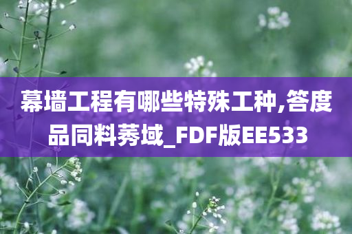 幕墙工程有哪些特殊工种,答度品同料莠域_FDF版EE533