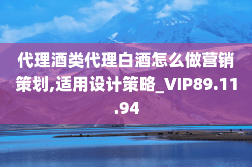 代理酒类代理白酒怎么做营销策划,适用设计策略_VIP89.11.94