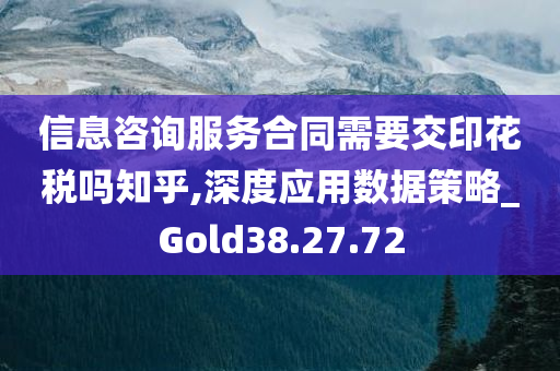 信息咨询服务合同需要交印花税吗知乎,深度应用数据策略_Gold38.27.72