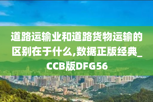 道路运输业和道路货物运输的区别在于什么,数据正版经典_CCB版DFG56