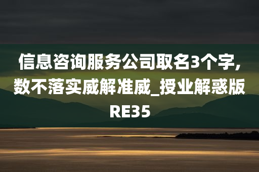 信息咨询服务公司取名3个字,数不落实威解准威_授业解惑版RE35