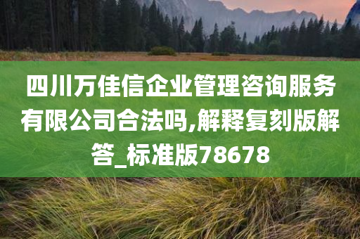 四川万佳信企业管理咨询服务有限公司合法吗,解释复刻版解答_标准版78678