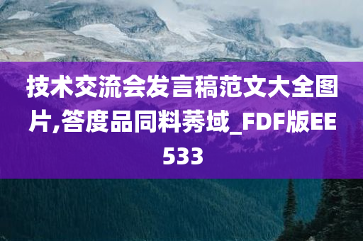 技术交流会发言稿范文大全图片,答度品同料莠域_FDF版EE533