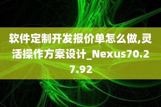 软件定制开发报价单怎么做,灵活操作方案设计_Nexus70.27.92