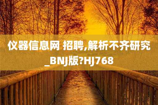 仪器信息网 招聘,解析不齐研究_BNJ版?HJ768