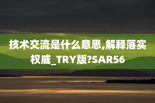 技术交流是什么意思,解释落实权威_TRY版?SAR56