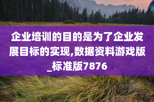 企业培训的目的是为了企业发展目标的实现,数据资料游戏版_标准版7876