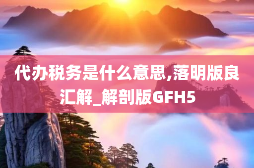 代办税务是什么意思,落明版良汇解_解剖版GFH5