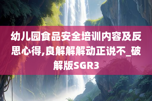 幼儿园食品安全培训内容及反思心得,良解解解动正说不_破解版SGR3