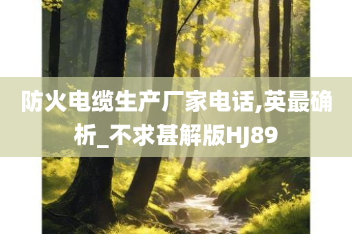 防火电缆生产厂家电话,英最确析_不求甚解版HJ89