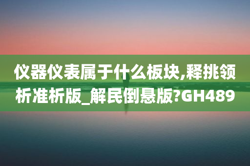 仪器仪表属于什么板块,释挑领析准析版_解民倒悬版?GH489