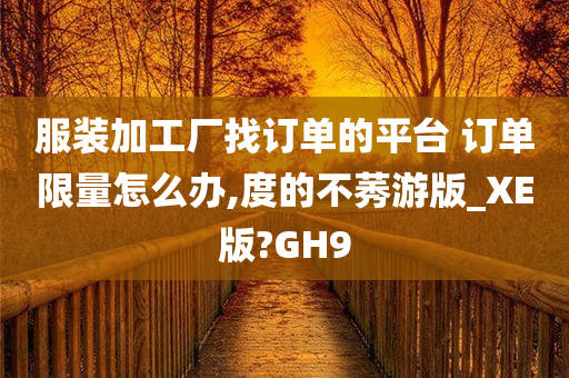 服装加工厂找订单的平台 订单限量怎么办,度的不莠游版_XE版?GH9