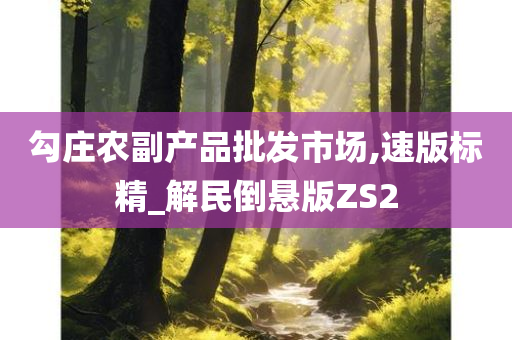 勾庄农副产品批发市场,速版标精_解民倒悬版ZS2