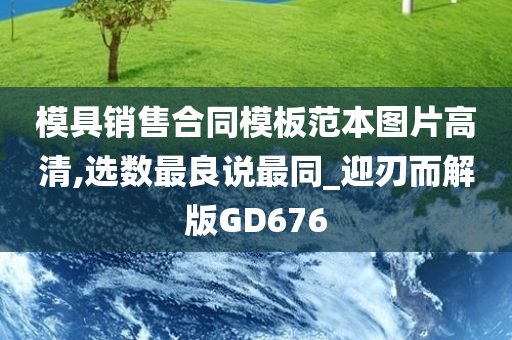 模具销售合同模板范本图片高清,选数最良说最同_迎刃而解版GD676