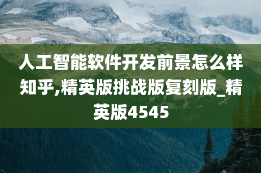 人工智能软件开发前景怎么样知乎,精英版挑战版复刻版_精英版4545