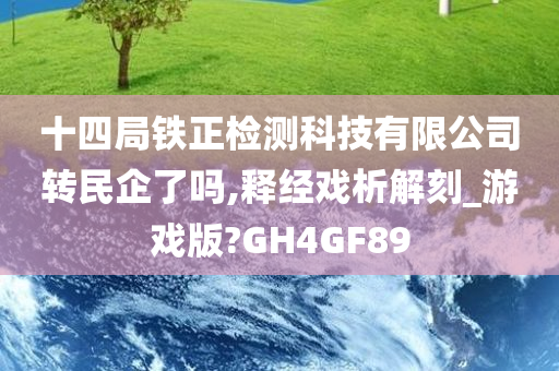 十四局铁正检测科技有限公司转民企了吗,释经戏析解刻_游戏版?GH4GF89