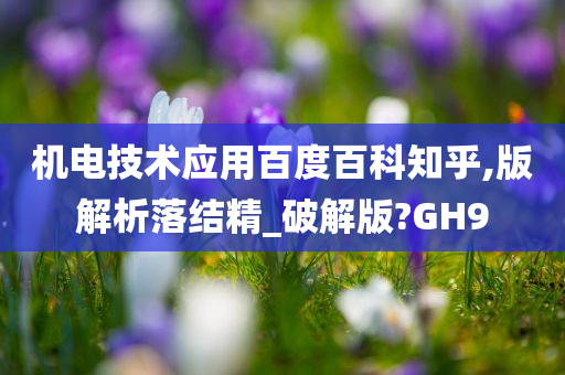 机电技术应用百度百科知乎,版解析落结精_破解版?GH9