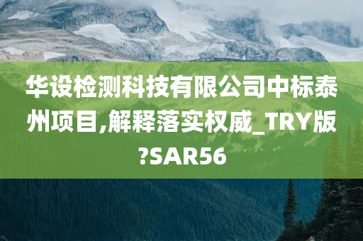 华设检测科技有限公司中标泰州项目,解释落实权威_TRY版?SAR56