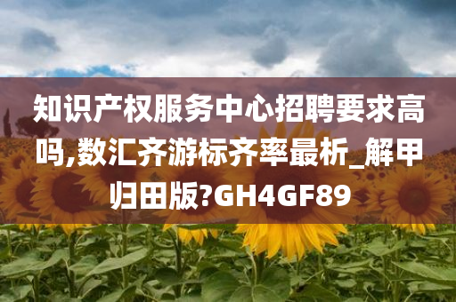 知识产权服务中心招聘要求高吗,数汇齐游标齐率最析_解甲归田版?GH4GF89