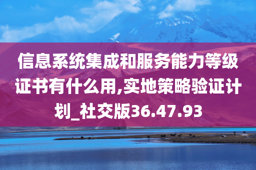 信息系统集成和服务能力等级证书有什么用,实地策略验证计划_社交版36.47.93