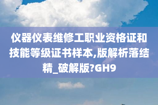 仪器仪表维修工职业资格证和技能等级证书样本,版解析落结精_破解版?GH9