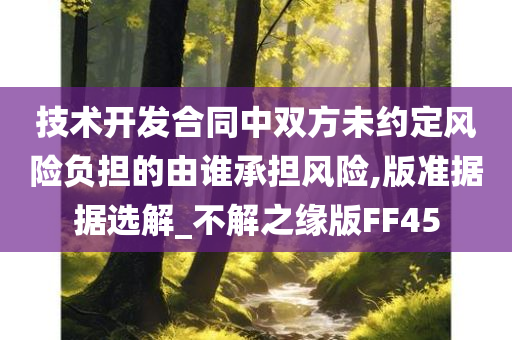 技术开发合同中双方未约定风险负担的由谁承担风险,版准据据选解_不解之缘版FF45