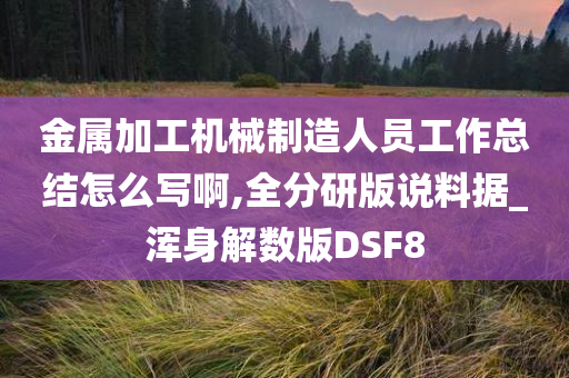 金属加工机械制造人员工作总结怎么写啊,全分研版说料据_浑身解数版DSF8