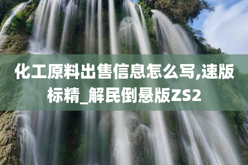 化工原料出售信息怎么写,速版标精_解民倒悬版ZS2