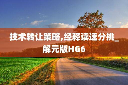 技术转让策略,经释读速分挑_解元版HG6