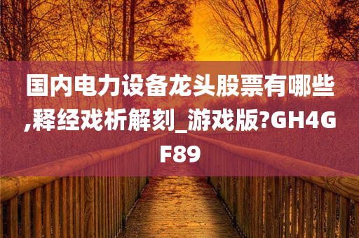 国内电力设备龙头股票有哪些,释经戏析解刻_游戏版?GH4GF89