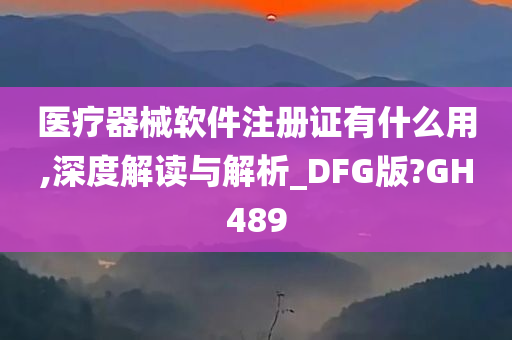 医疗器械软件注册证有什么用,深度解读与解析_DFG版?GH489