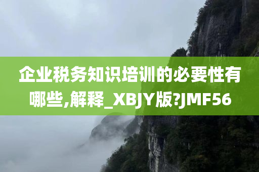 企业税务知识培训的必要性有哪些,解释_XBJY版?JMF56