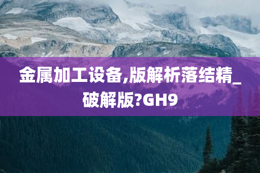 金属加工设备,版解析落结精_破解版?GH9