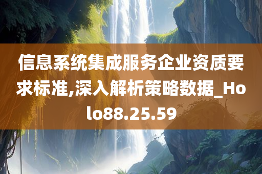 信息系统集成服务企业资质要求标准,深入解析策略数据_Holo88.25.59