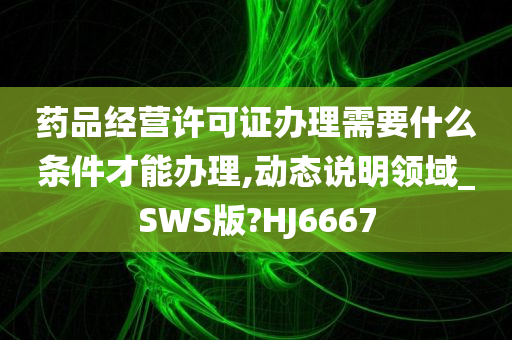 药品经营许可证办理需要什么条件才能办理,动态说明领域_SWS版?HJ6667