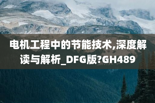 电机工程中的节能技术,深度解读与解析_DFG版?GH489