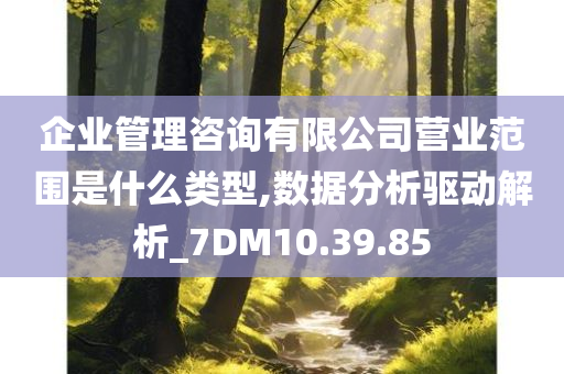 企业管理咨询有限公司营业范围是什么类型,数据分析驱动解析_7DM10.39.85