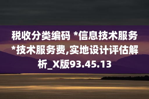 税收分类编码 *信息技术服务*技术服务费,实地设计评估解析_X版93.45.13