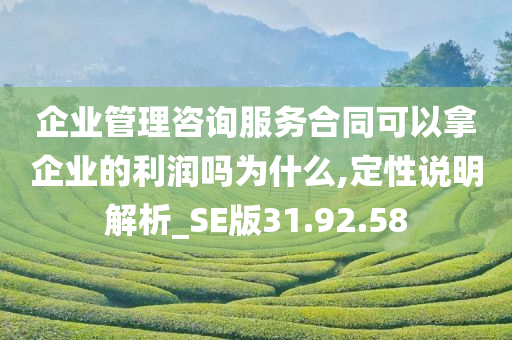 企业管理咨询服务合同可以拿企业的利润吗为什么,定性说明解析_SE版31.92.58