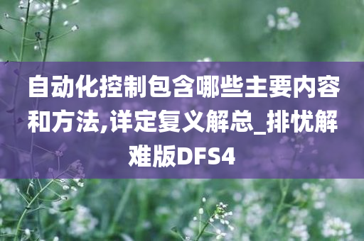 自动化控制包含哪些主要内容和方法,详定复义解总_排忧解难版DFS4