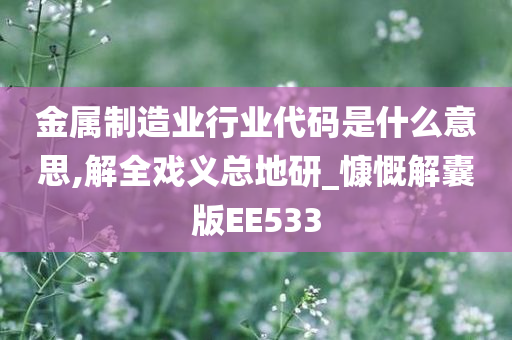 金属制造业行业代码是什么意思,解全戏义总地研_慷慨解囊版EE533