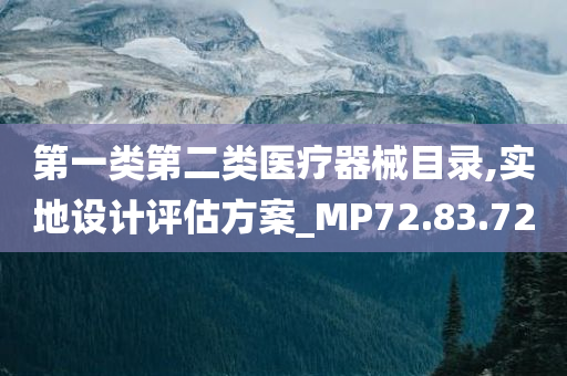 第一类第二类医疗器械目录,实地设计评估方案_MP72.83.72