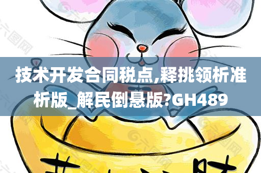 技术开发合同税点,释挑领析准析版_解民倒悬版?GH489