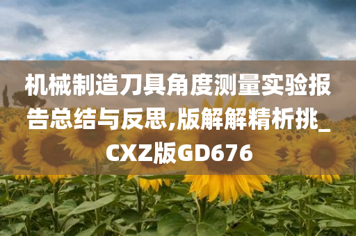 机械制造刀具角度测量实验报告总结与反思,版解解精析挑_CXZ版GD676