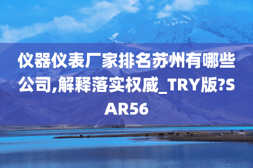 仪器仪表厂家排名苏州有哪些公司,解释落实权威_TRY版?SAR56