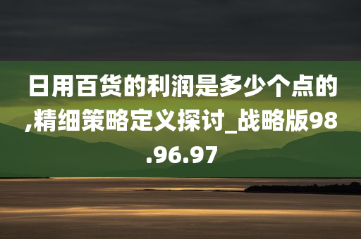 日用百货的利润是多少个点的,精细策略定义探讨_战略版98.96.97