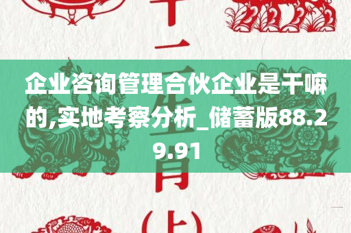 企业咨询管理合伙企业是干嘛的,实地考察分析_储蓄版88.29.91